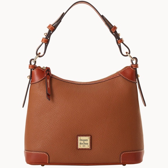 Dooney & Bourke Pebble Grain Hobo Leather Shoulder Bag Caramel - Picture 1 of 15